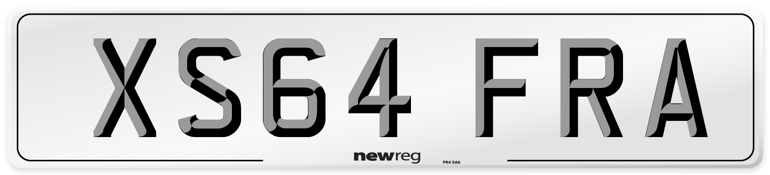 XS64 FRA Number Plate from New Reg